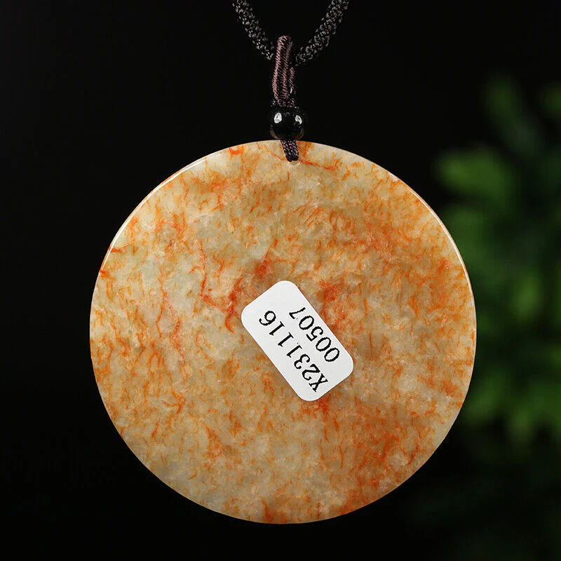 Certified Grade A Red Green Natural Jadeite Jade Pendant Kwan-Yin Necklace - Image 4