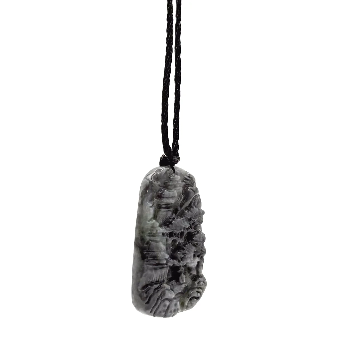 Certified Gray Black Natural Type A Jade Jadeite Pendant Landscape Painting Necklace - Image 12