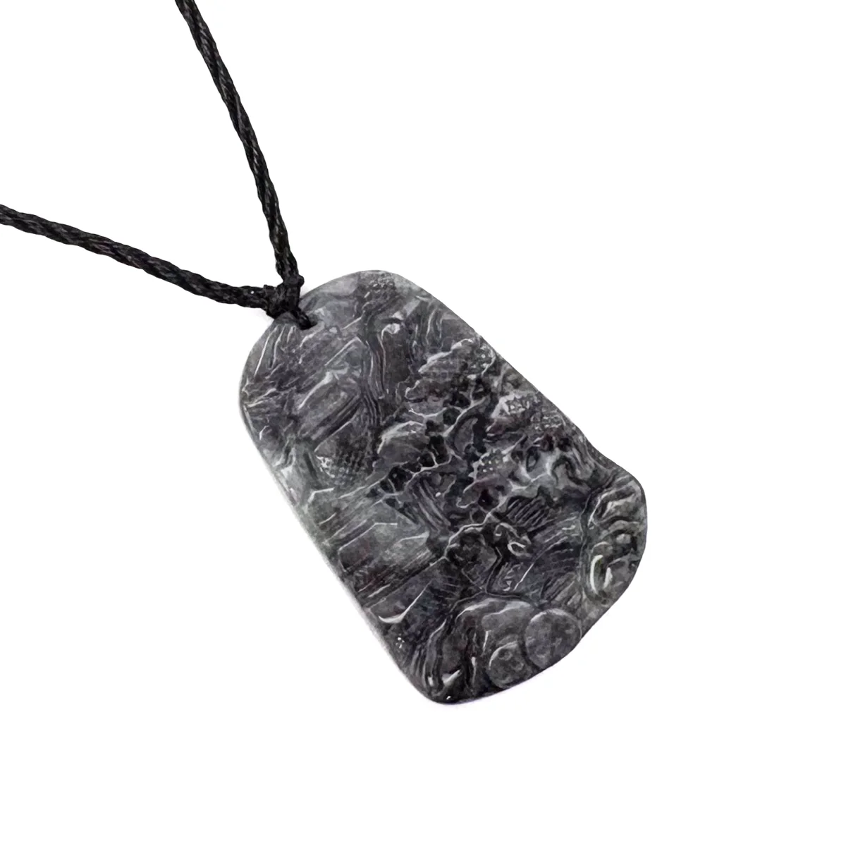 Certified Gray Black Natural Type A Jade Jadeite Pendant Landscape Painting Necklace - Image 14