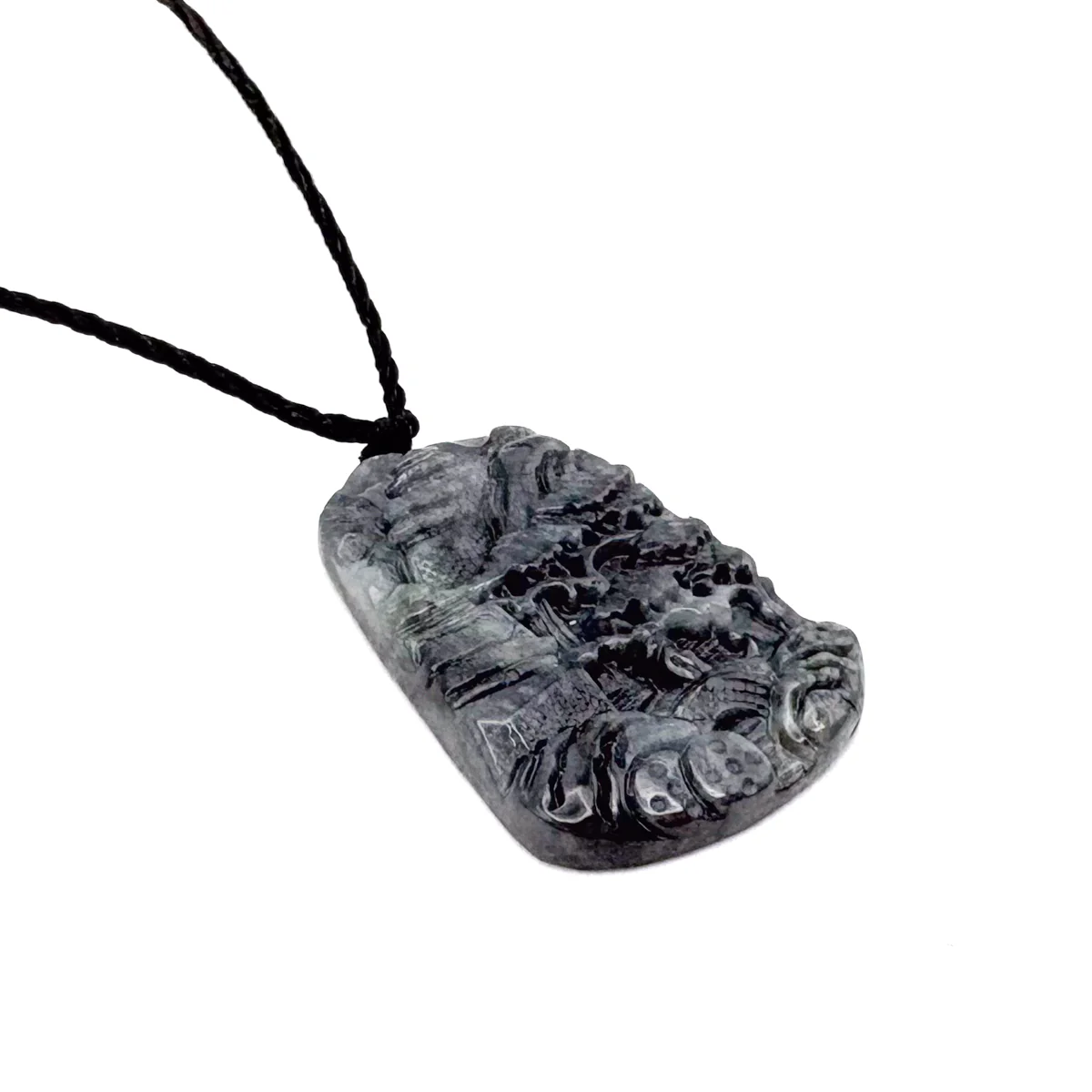 Certified Gray Black Natural Type A Jade Jadeite Pendant Landscape Painting Necklace - Image 6