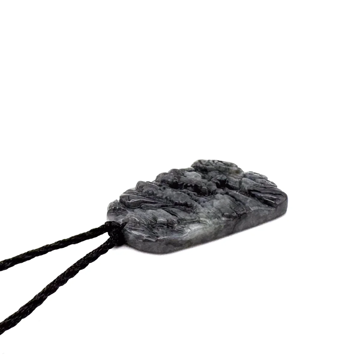 Certified Gray Black Natural Type A Jade Jadeite Pendant Landscape Painting Necklace - Image 8