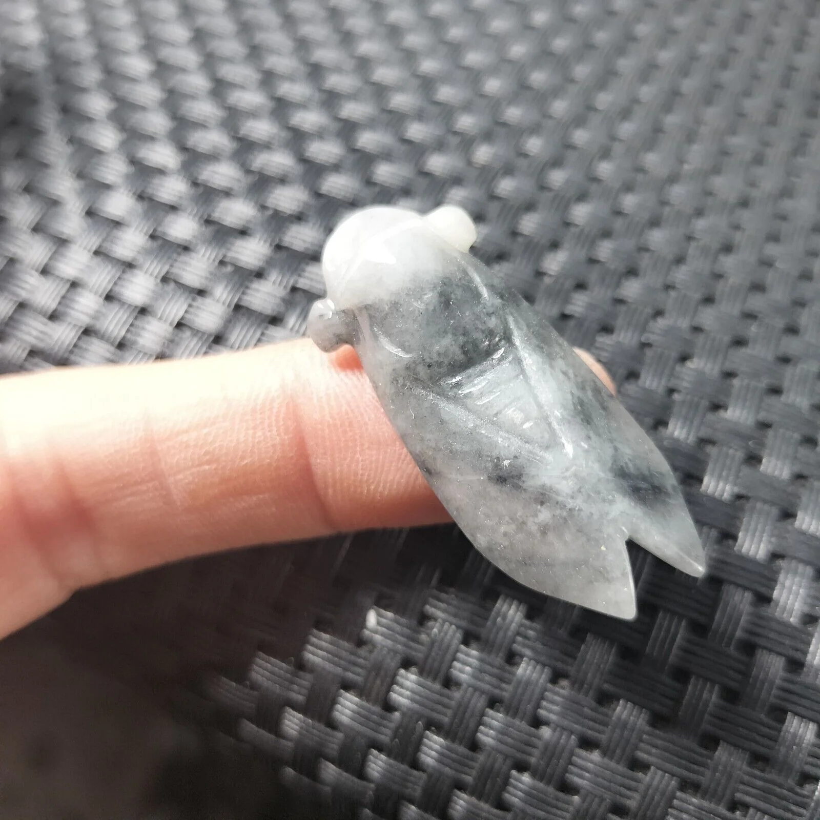 Certified Gray Lavender Natural Type A Jadeite Carved Cicada Coin Pendant - Image 2