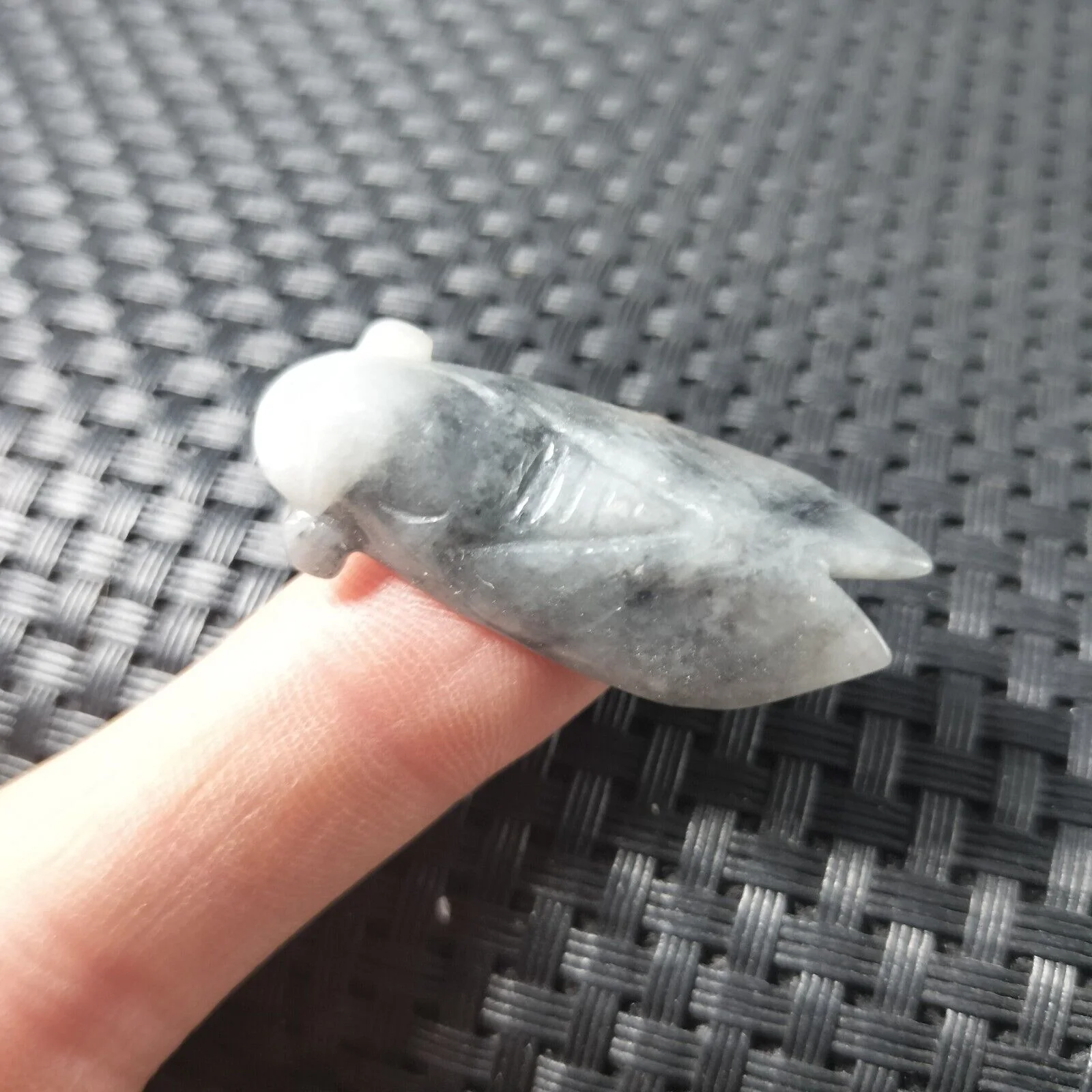 Certified Gray Lavender Natural Type A Jadeite Carved Cicada Coin Pendant - Image 3