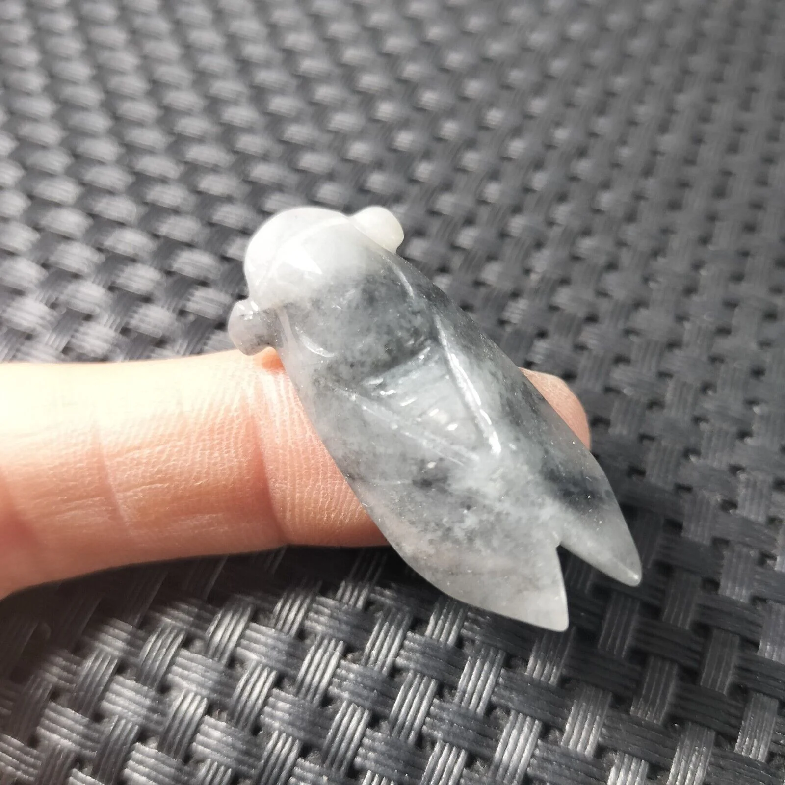 Certified Gray Lavender Natural Type A Jadeite Carved Cicada Coin Pendant - Image 6
