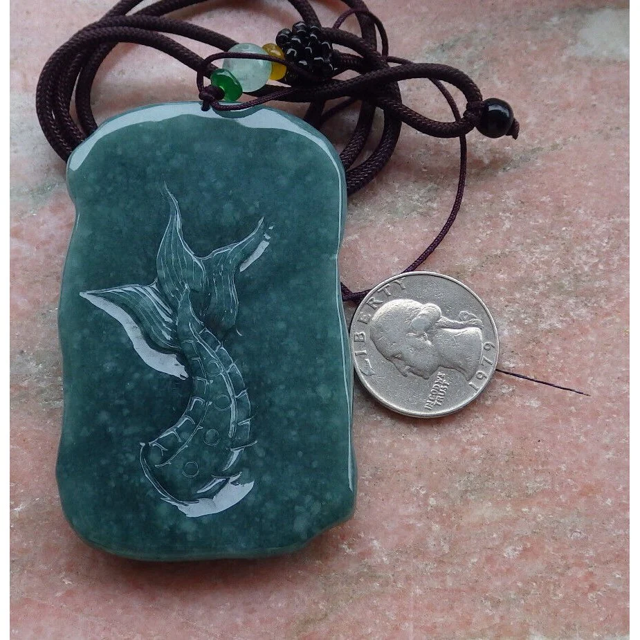 Certified Green 100% Burma Natural A Jade Jadeite Pendant Dragon Necklace - Image 9