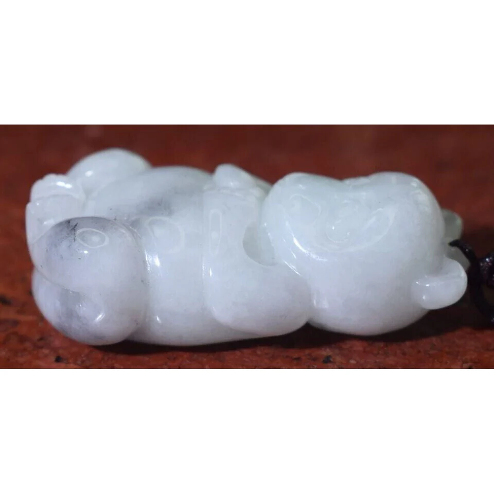 Certified Green 100% Burma Natural A Jade Jadeite Pendant Necklace Panda - Image 3
