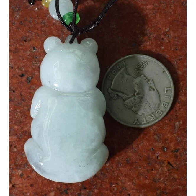 Certified Green 100% Burma Natural A Jade Jadeite Pendant Necklace Panda - Image 5
