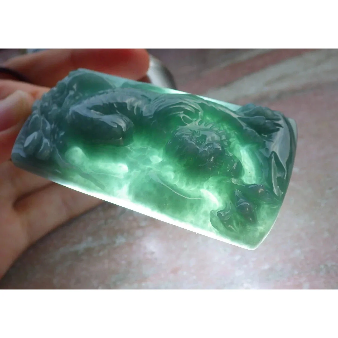 Certified Green 100% Burma Natural A Jade Jadeite Pendant Tiger Necklace - Image 5