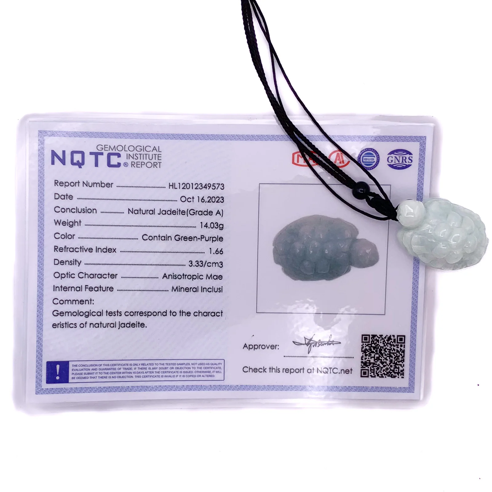 Certified Green 100% Burma Natural A Jade Jadeite Pendant Turtle Necklace - Image 10