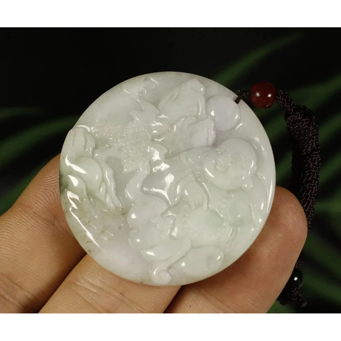 Certified Green 100% Natural A Jade Jadeite Pendant Buddha Landscape - Image 4