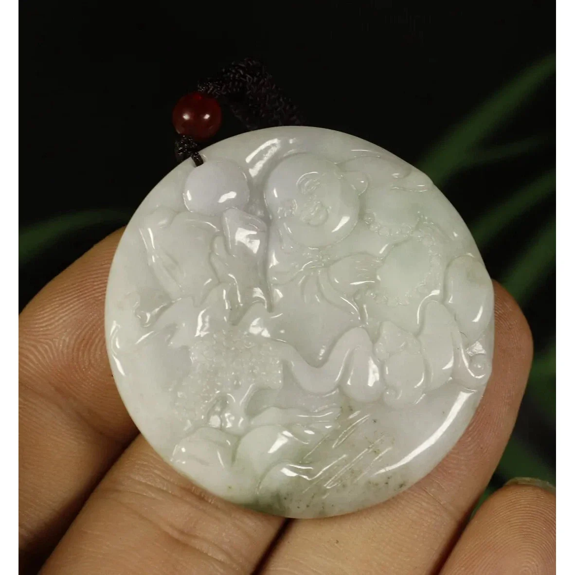 Certified Green 100% Natural A Jade Jadeite Pendant Buddha Landscape - Image 5