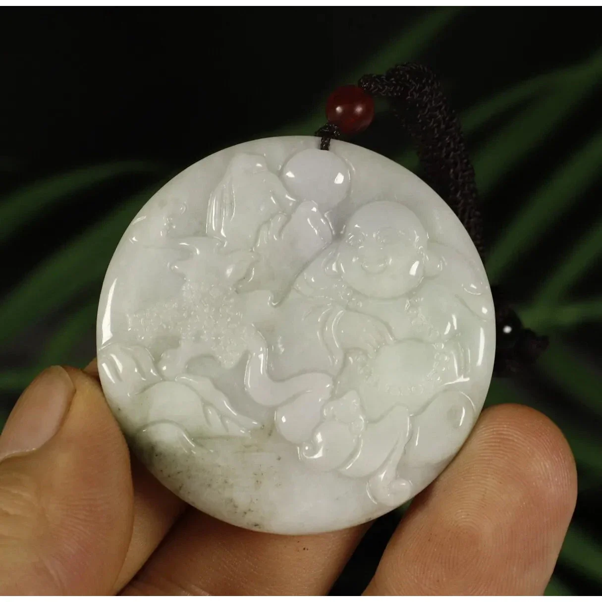 Certified Green 100% Natural A Jade Jadeite Pendant Buddha Landscape - Image 6