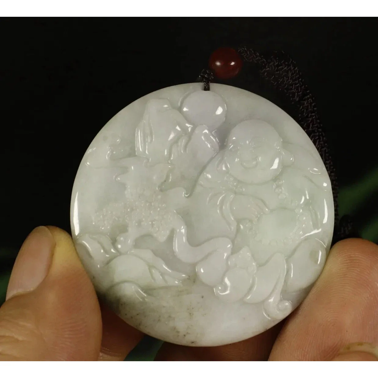 Certified Green 100% Natural A Jade Jadeite Pendant Buddha Landscape - Image 7