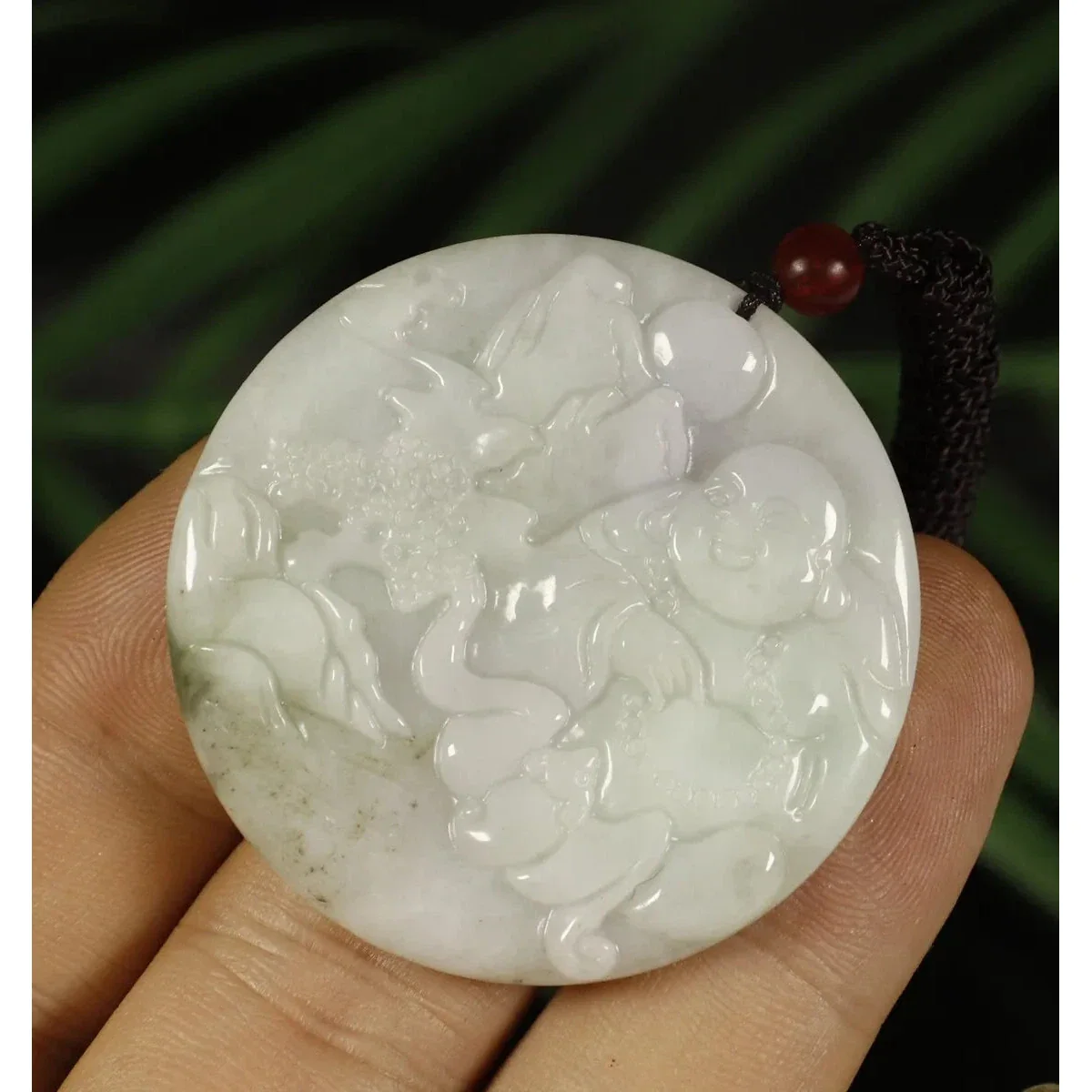 Certified Green 100% Natural A Jade Jadeite Pendant Buddha Landscape - Image 8