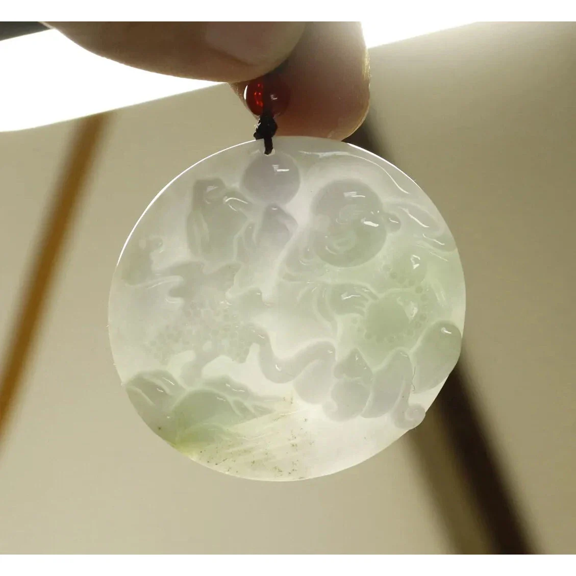 Certified Green 100% Natural A Jade Jadeite Pendant Buddha Landscape - Image 9