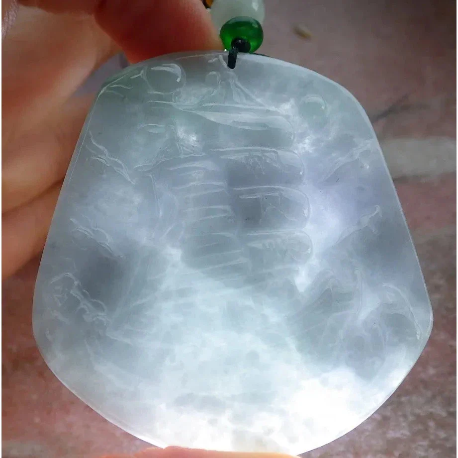 Certified Green 100% Natural A Jade Jadeite Pendant Sailboat Necklace - Image 6