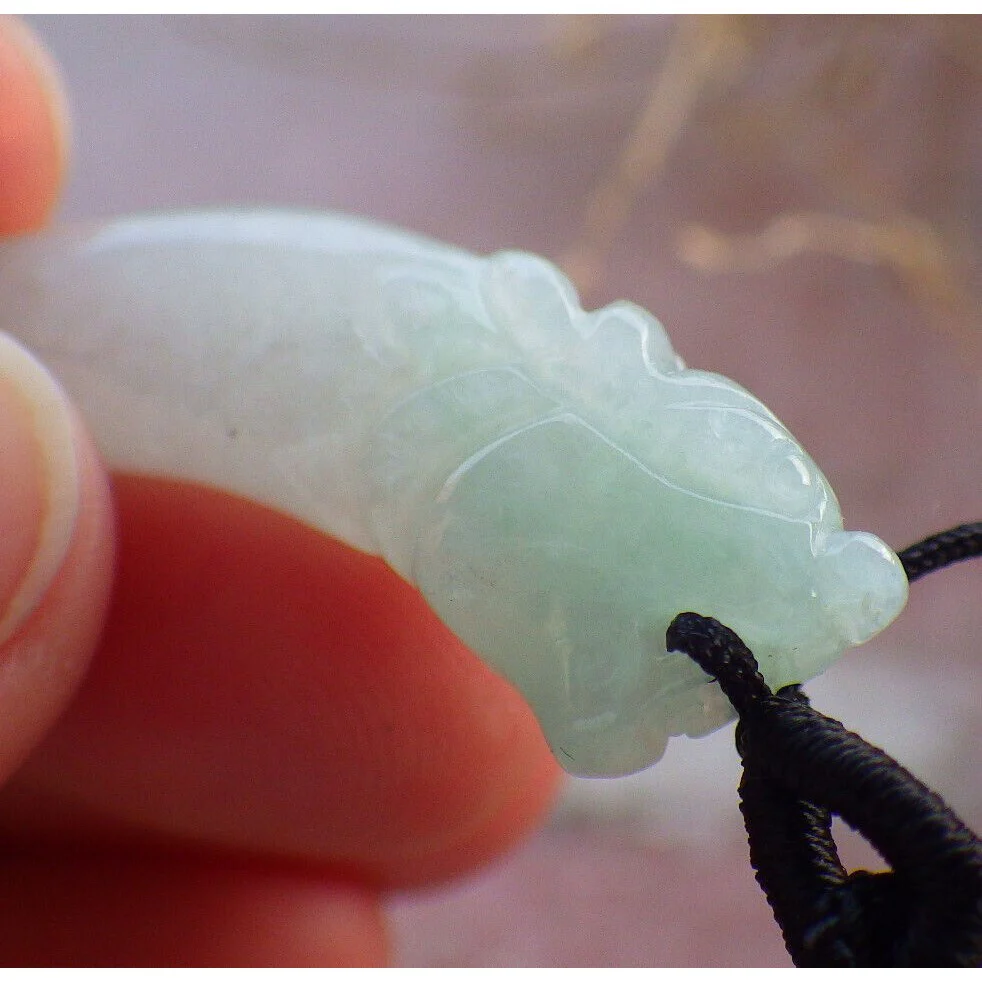 Certified Green 100% Natural Burma A Jade Jadeite Pendant Dragon Tooth Necklace - Image 7