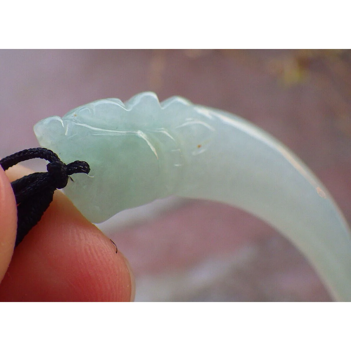 Certified Green 100% Natural Burma A Jade Jadeite Pendant Dragon Tooth Necklace - Image 8