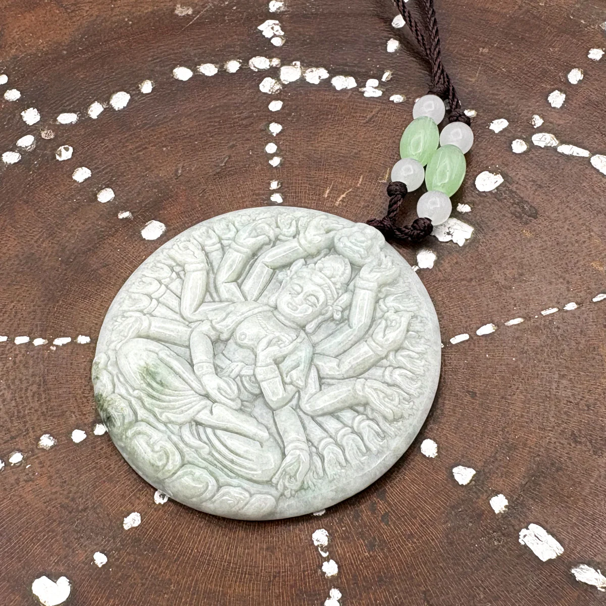 Certified Green A Jadeite Pendant Thousand-Hand Guanyin Kwan Yin - Image 10