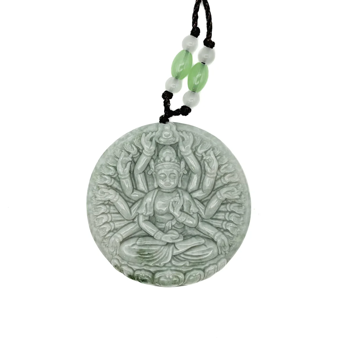 Certified Green A Jadeite Pendant Thousand-Hand Guanyin Kwan Yin - Image 2