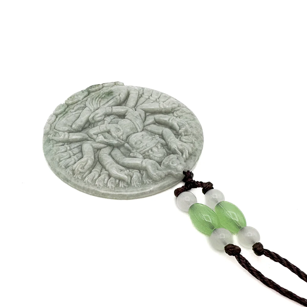 Certified Green A Jadeite Pendant Thousand-Hand Guanyin Kwan Yin - Image 5