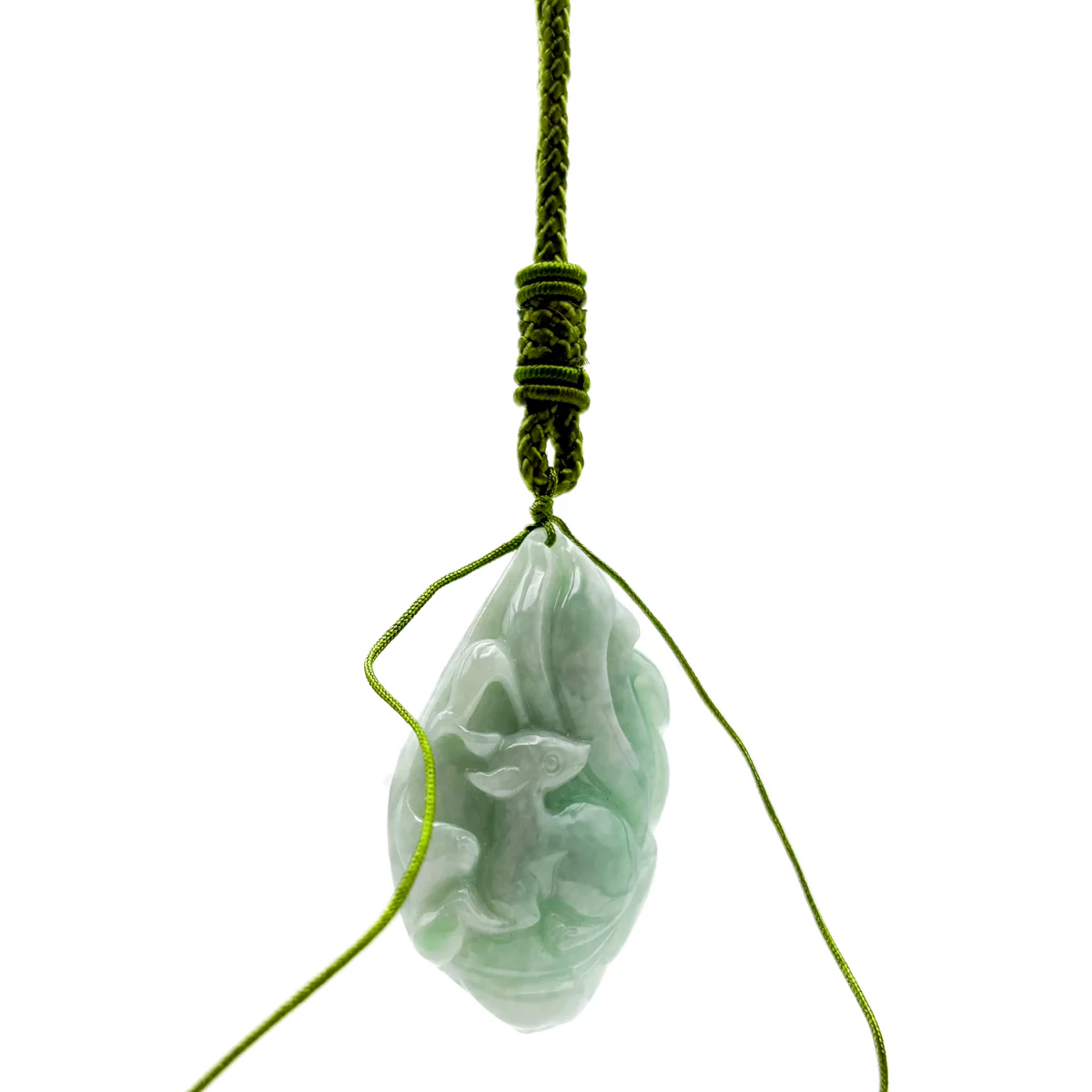 Certified Green Burma 100% Natural A Jade Jadeite Pendant Fox Necklace - Image 4