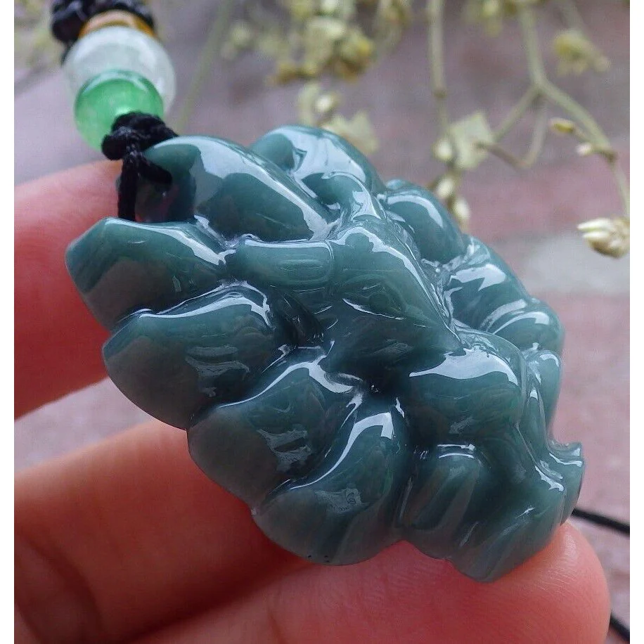 Certified Green Burma 100% Natural A Jade Jadeite Pendant Fox Necklace - Image 3
