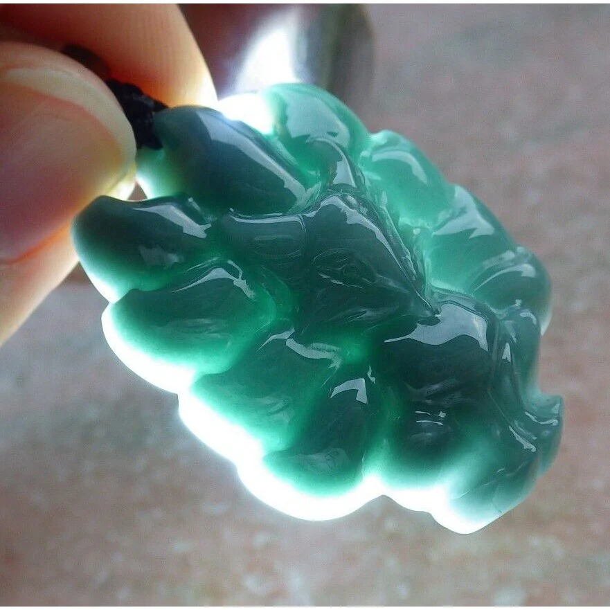 Certified Green Burma 100% Natural A Jade Jadeite Pendant Fox Necklace - Image 4