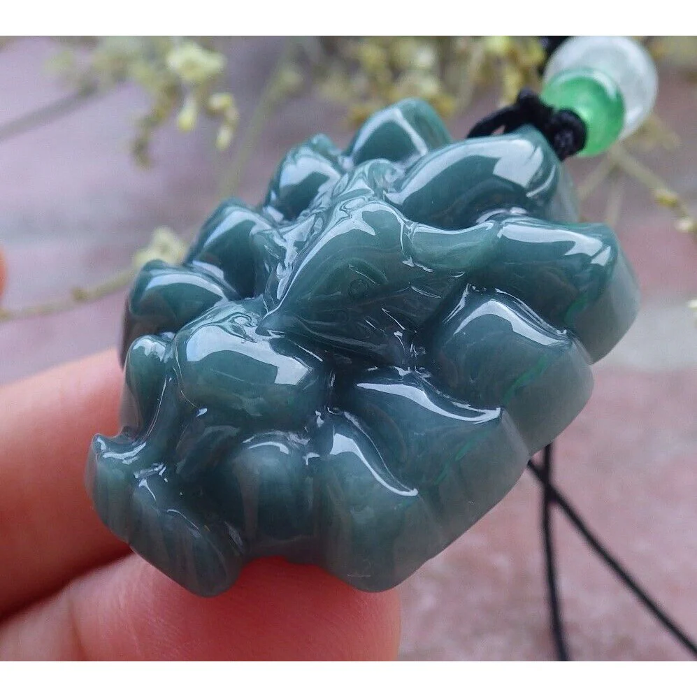 Certified Green Burma 100% Natural A Jade Jadeite Pendant Fox Necklace - Image 5