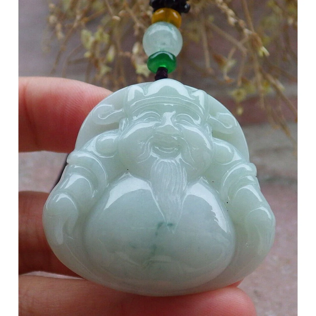 Certified Green Burma 100% Natural A Jade Jadeite Pendant Money God Necklace - Image 15