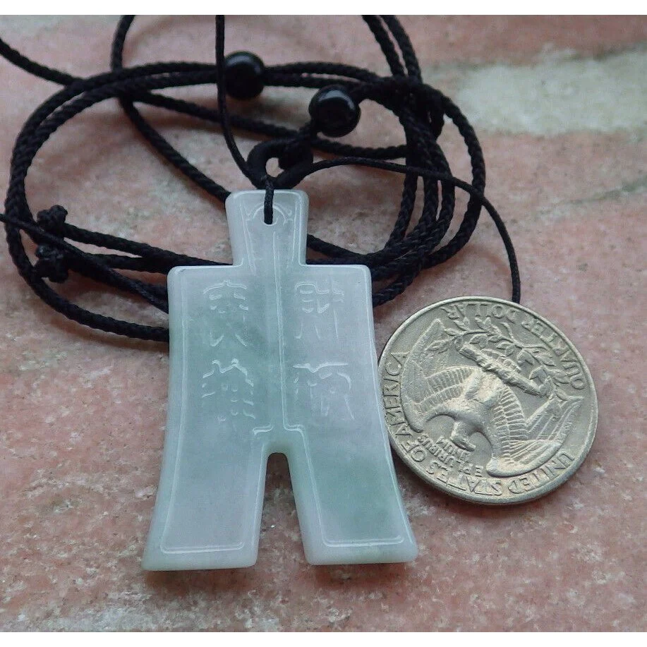 Certified Green Burma 100% Natural A Jade Jadeite Pendant Old Coin Necklace - Image 6