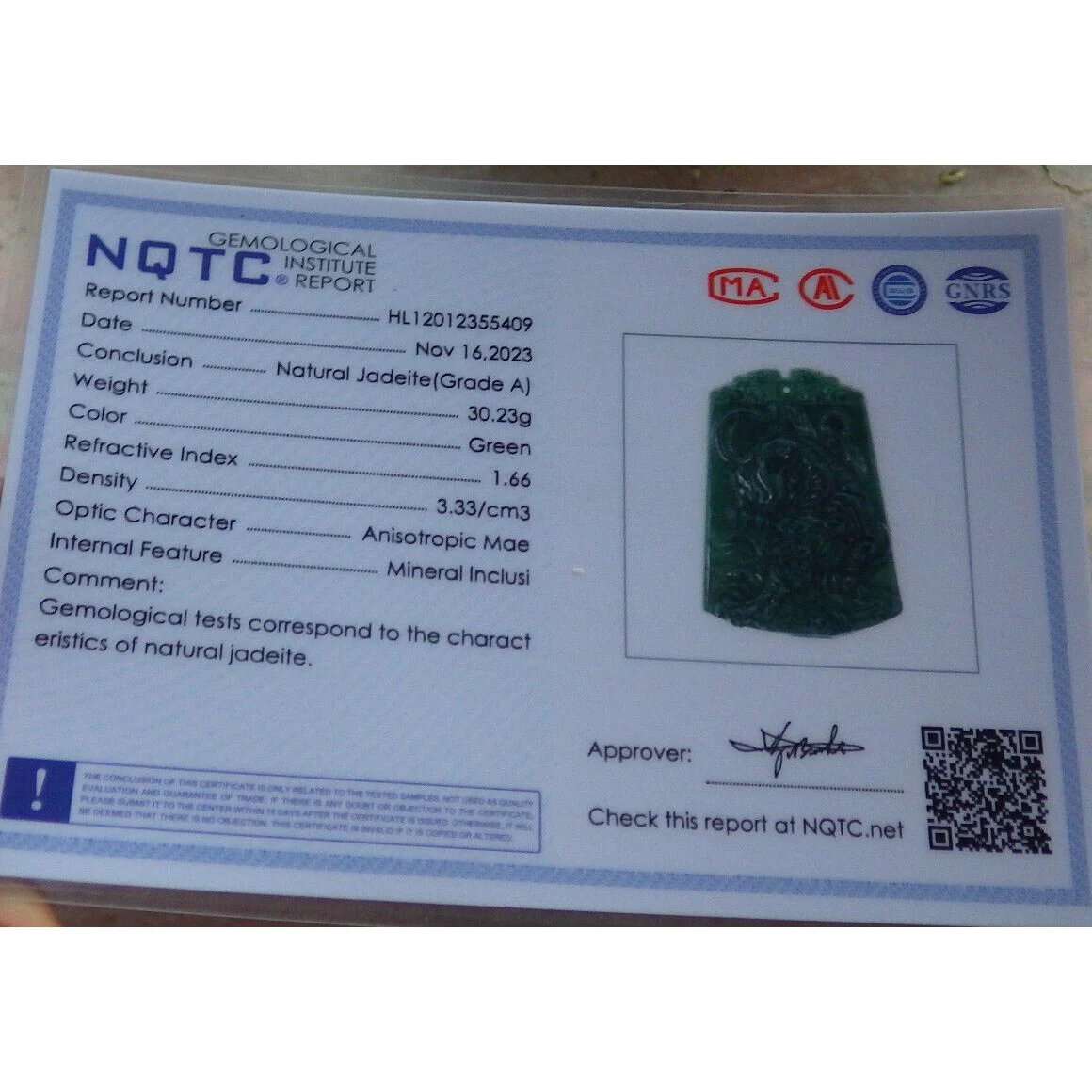 Certified Green Burma 100% Natural A Jade Jadeite Pendant Tiger Necklace - Image 9