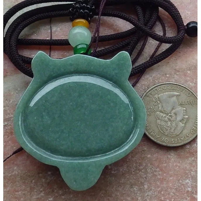 Certified Green Burma Natural 100% A Jade Jadeite Pendant Tiger Head - Image 6