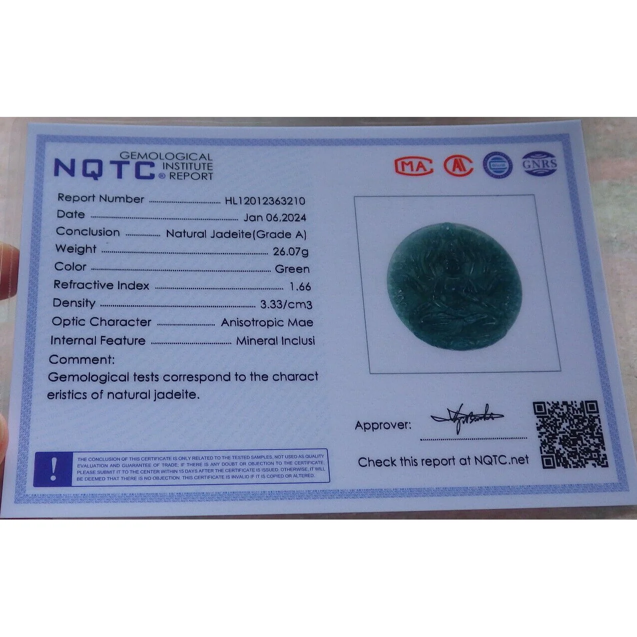 Certified Green Burma Natural A Jade Jadeite Pendant 1000 Hand Guanyin - Image 9