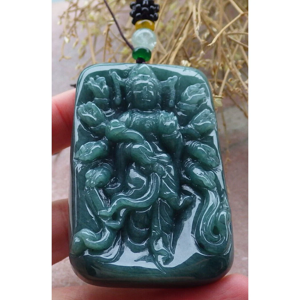 Certified Green Burma Natural A Jade Jadeite Pendant 1000 Hand Guanyin Necklace - Image 15