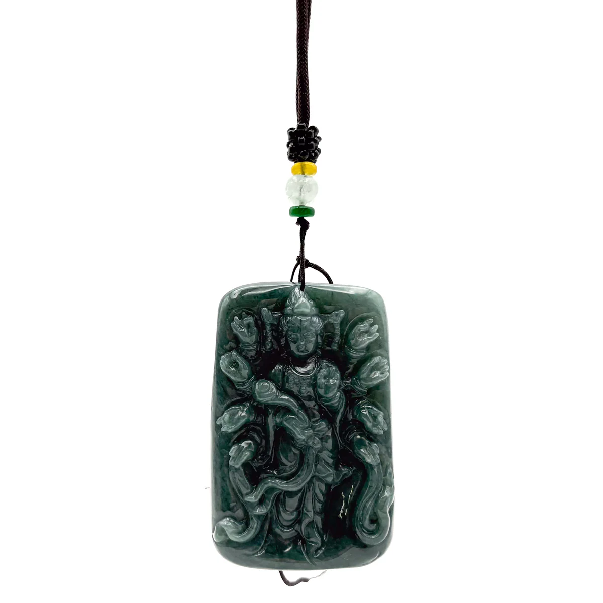 Certified Green Burma Natural A Jade Jadeite Pendant 1000 Hand Guanyin Necklace - Image 4