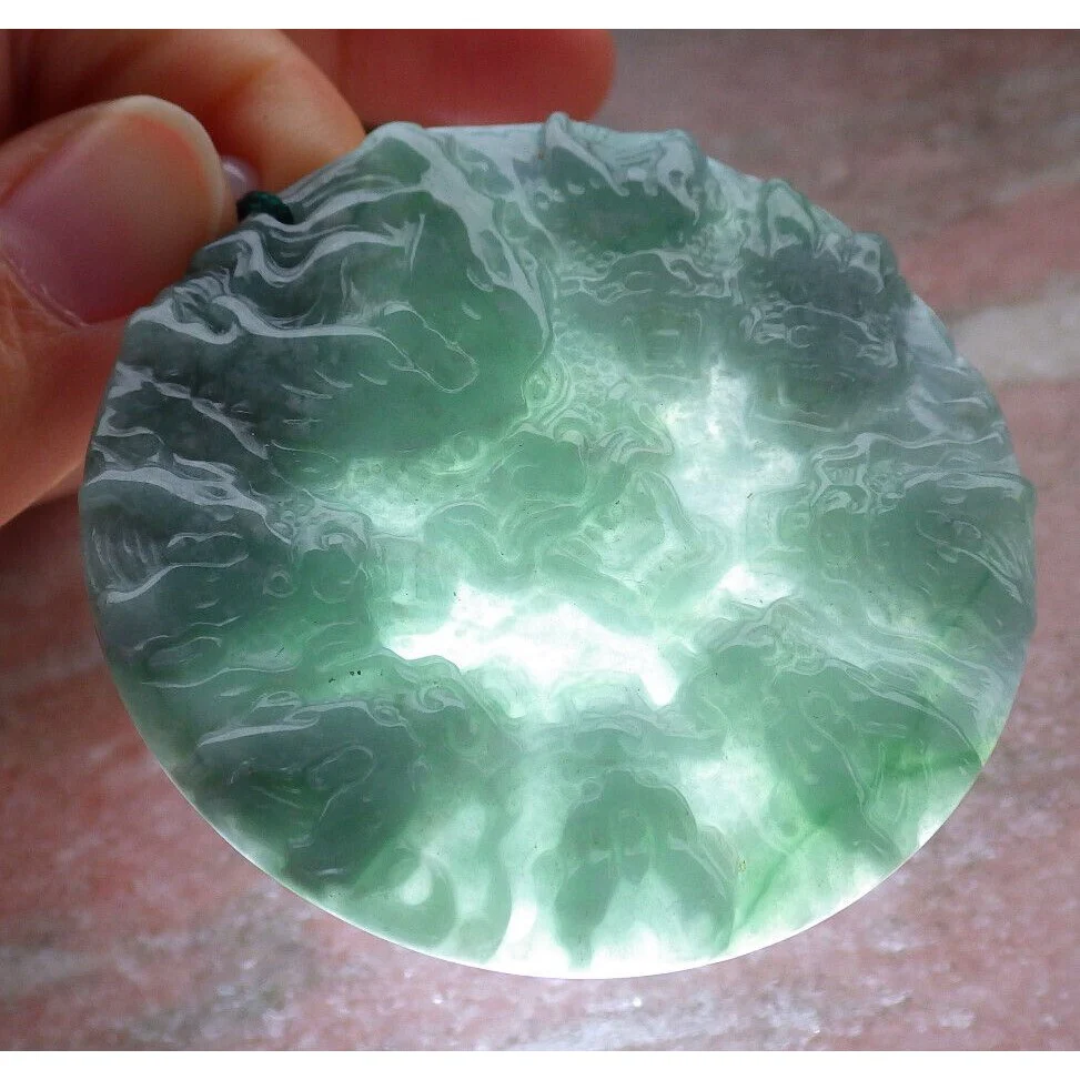Certified Green Burma Natural A Jade Jadeite Pendant 8 Dragon Circle Necklace - Image 5