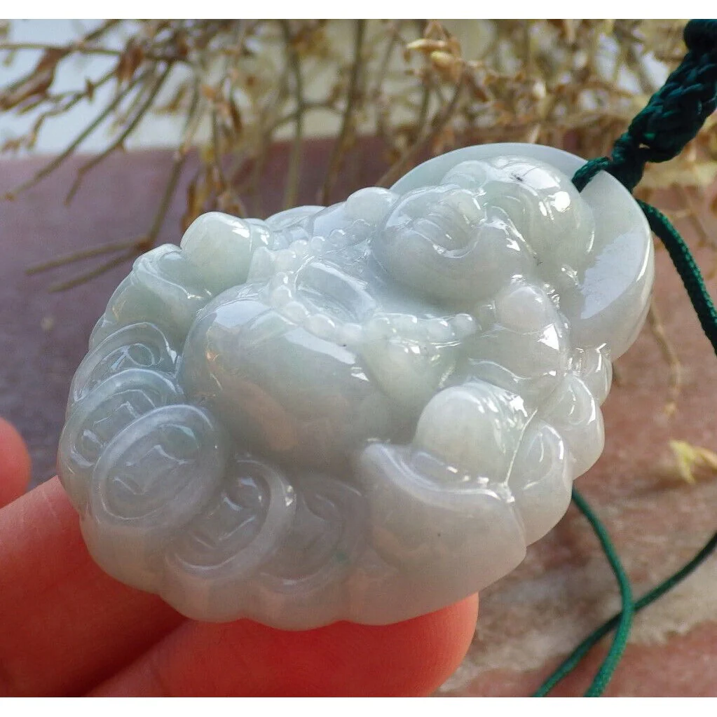 Certified Green Burma Natural A Jade Jadeite Pendant Buddha God Coin Necklace - Image 6