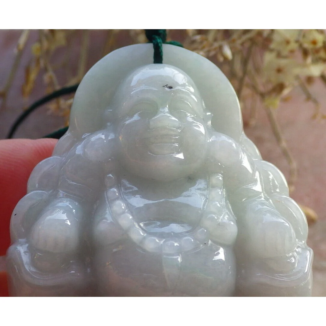 Certified Green Burma Natural A Jade Jadeite Pendant Buddha God Coin Necklace - Image 7