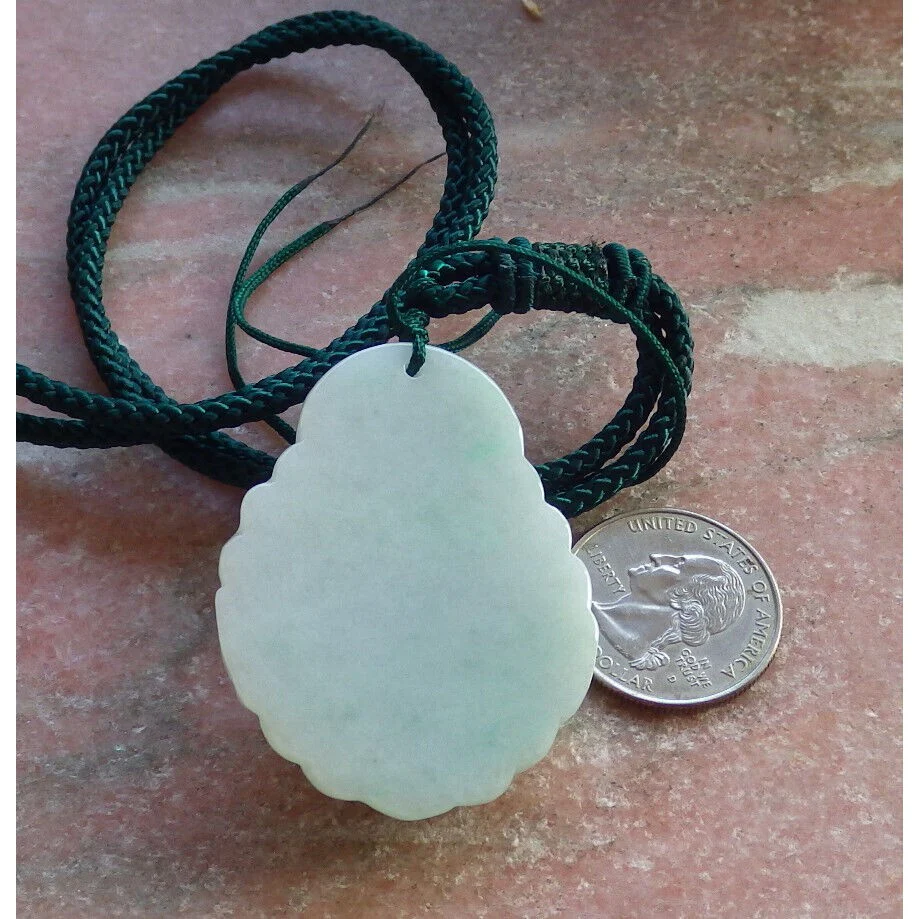 Certified Green Burma Natural A Jade Jadeite Pendant Buddha God Coin Necklace - Image 8