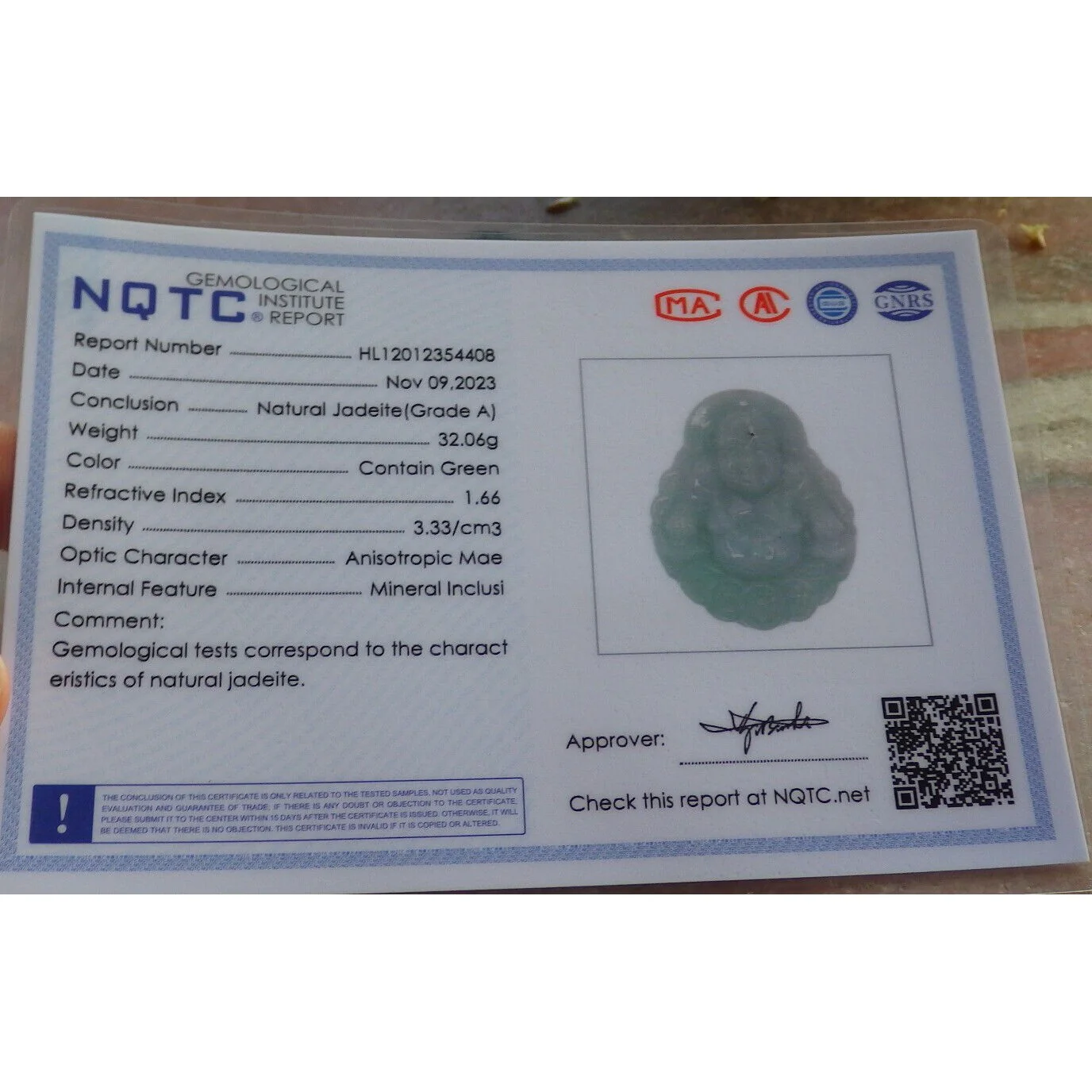 Certified Green Burma Natural A Jade Jadeite Pendant Buddha God Coin Necklace - Image 9