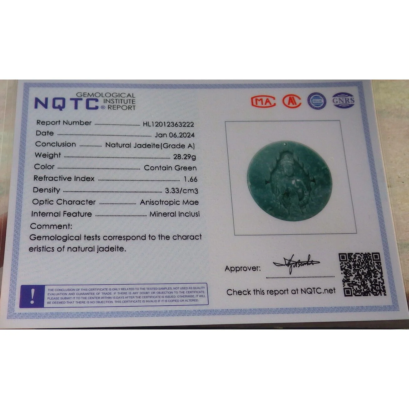 Certified Green Burma Natural A Jade Jadeite Pendant Buddha Guanyin Necklace - Image 9
