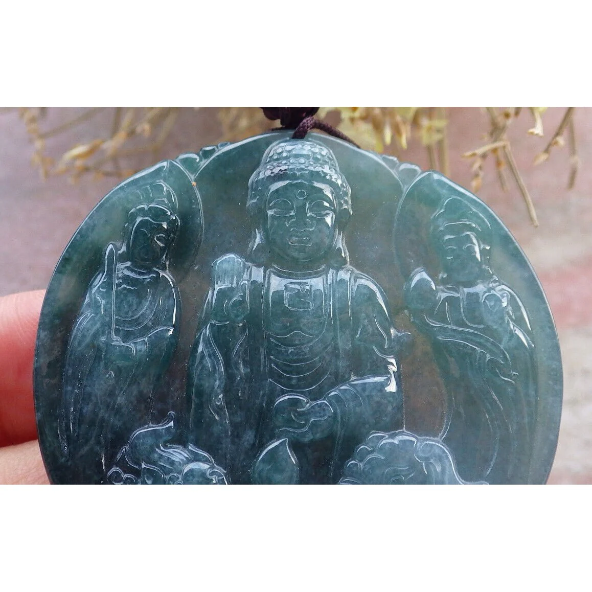 Certified Green Burma Natural A Jade Jadeite Pendant Buddha Guanyin Necklace - Image 7