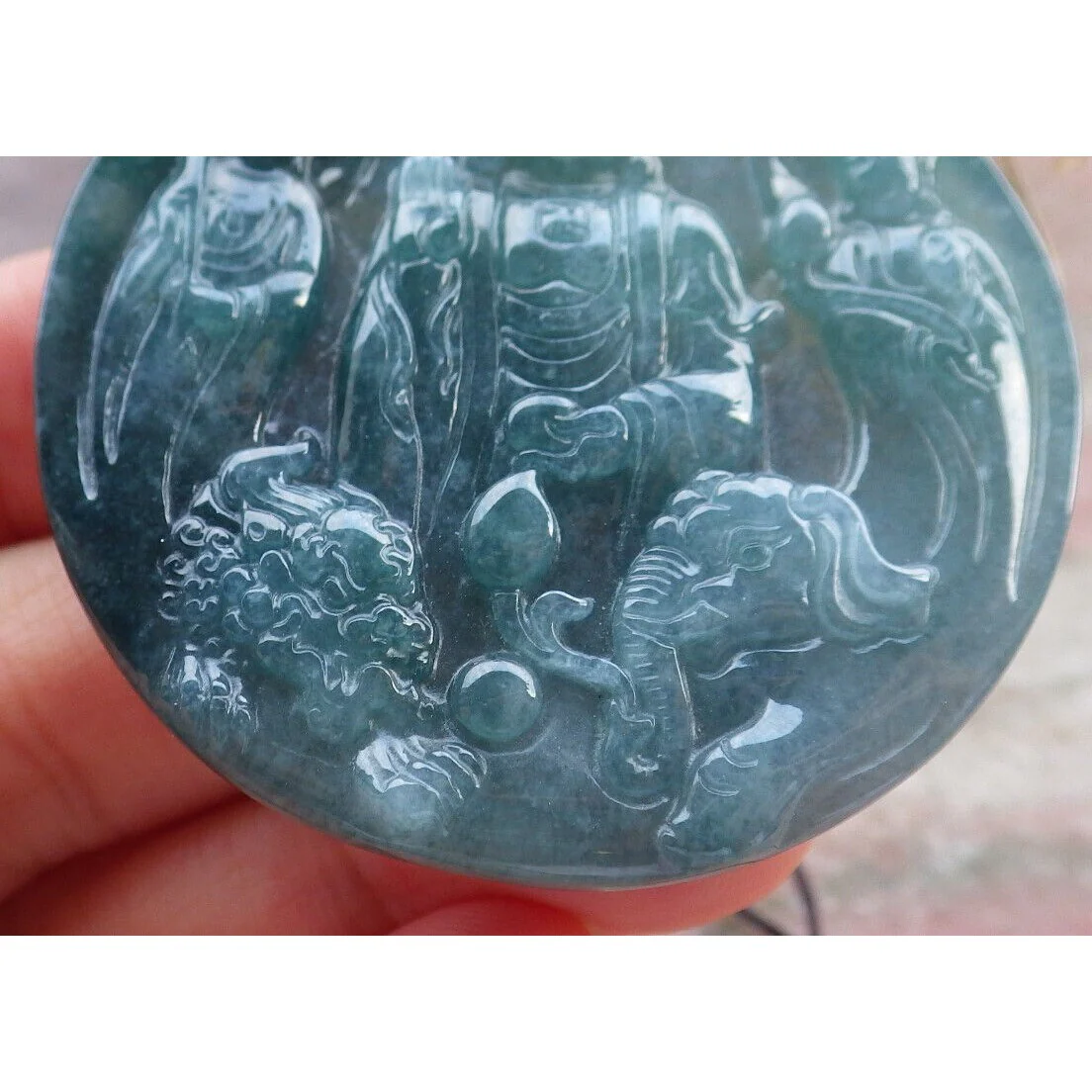 Certified Green Burma Natural A Jade Jadeite Pendant Buddha Guanyin Necklace - Image 8
