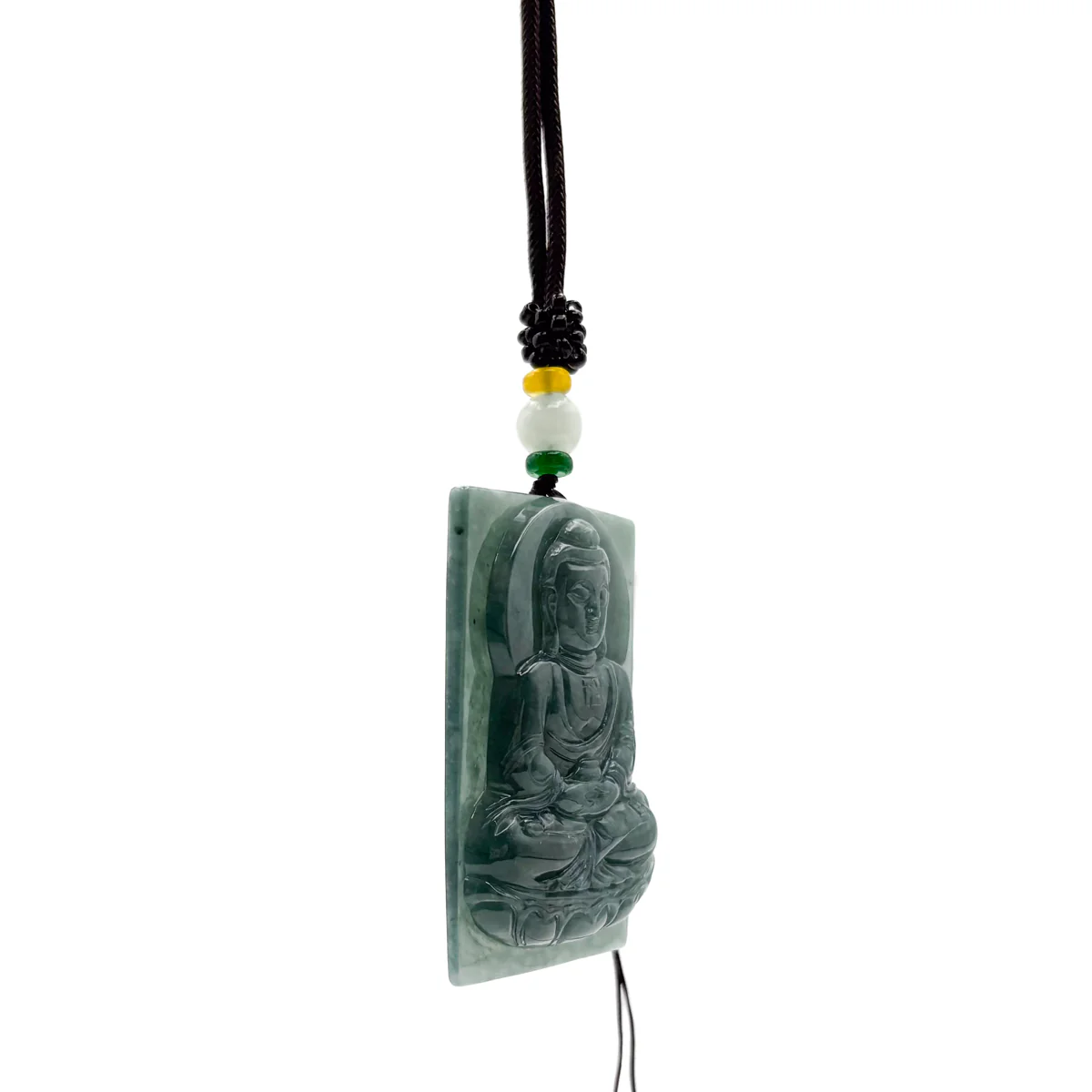 Certified Green Burma Natural A Jade Jadeite Pendant Buddha Guanyin Necklace - Image 11