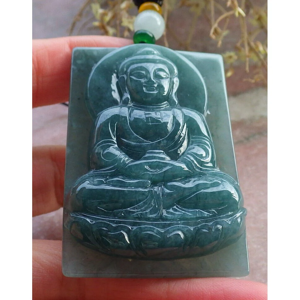 Certified Green Burma Natural A Jade Jadeite Pendant Buddha Guanyin Necklace - Image 17