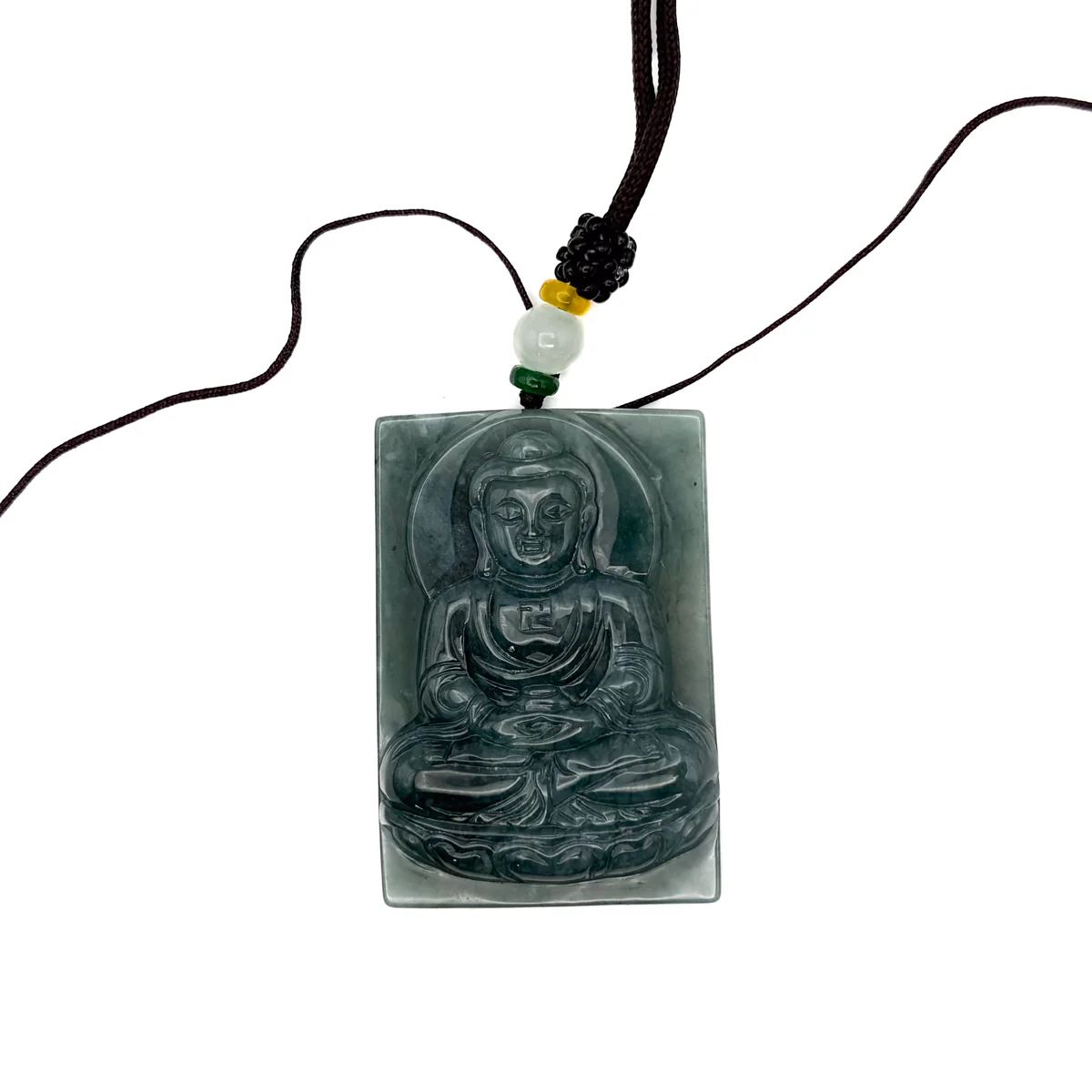 Certified Green Burma Natural A Jade Jadeite Pendant Buddha Guanyin Necklace - Image 2