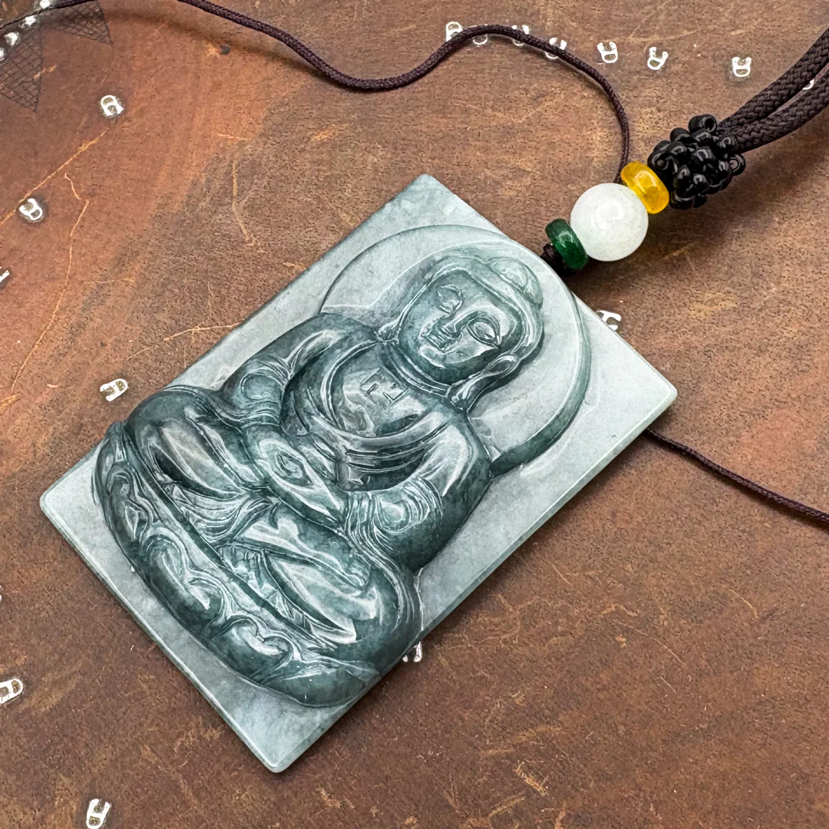Certified Green Burma Natural A Jade Jadeite Pendant Buddha Guanyin Necklace - Image 3