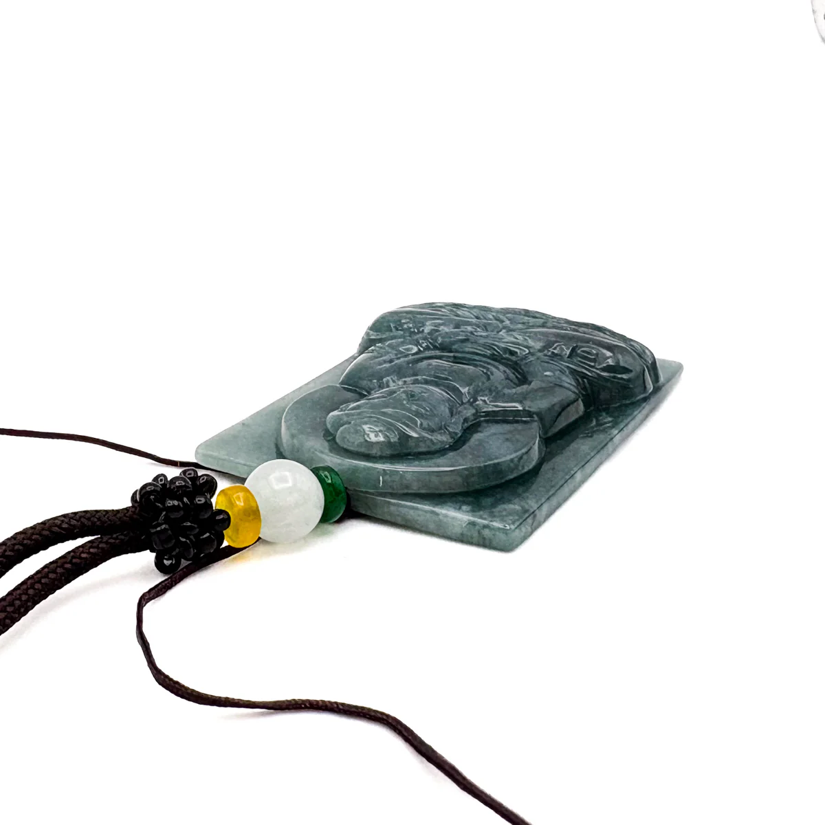 Certified Green Burma Natural A Jade Jadeite Pendant Buddha Guanyin Necklace - Image 4