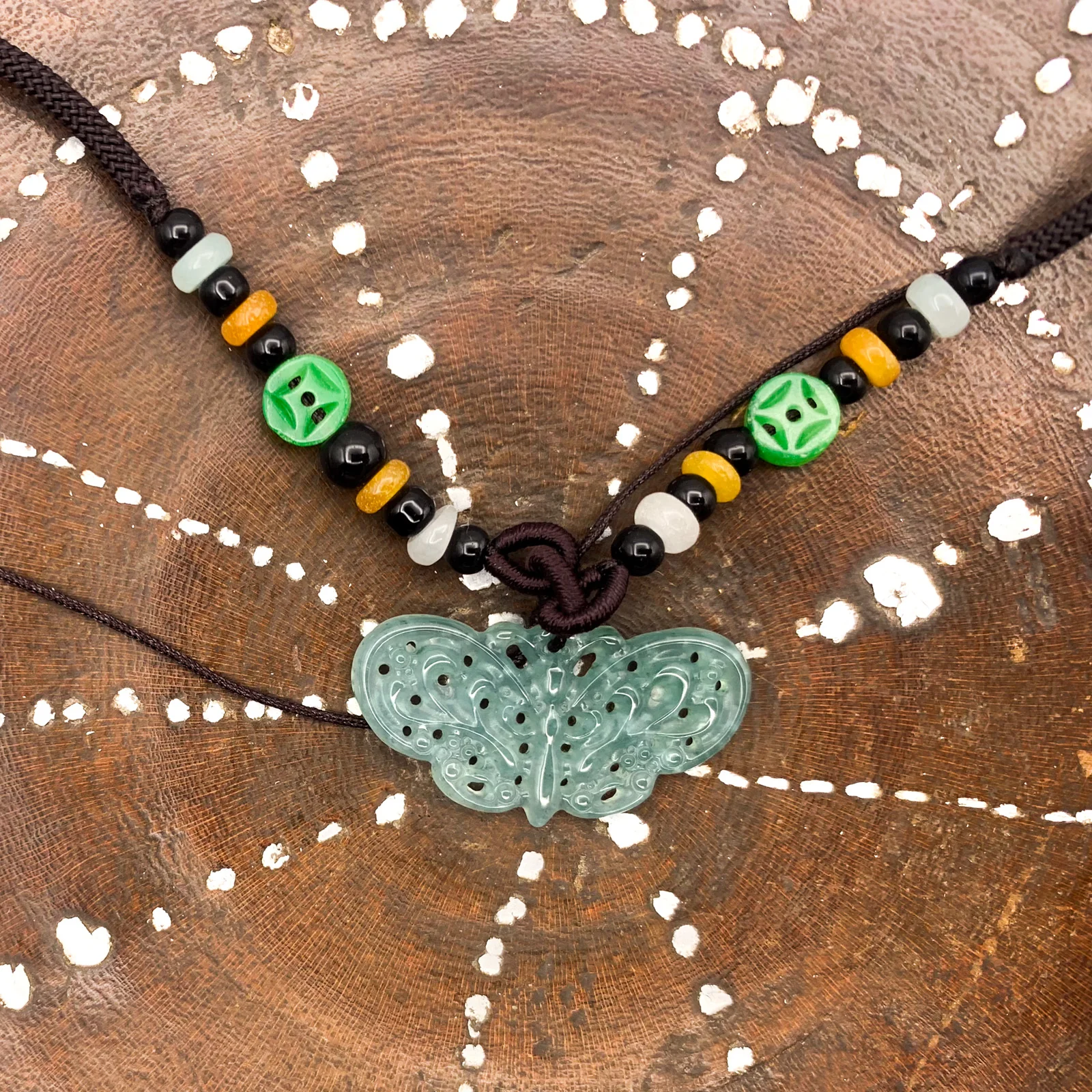 Certified Green Burma Natural A Jade Jadeite Pendant Butterfly Necklace - Image 3